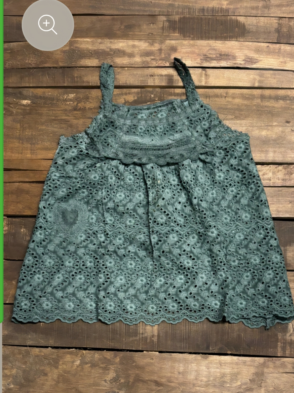 139p Jaded Gypsy Eye See You Emerald Eyelet Lace Camisole Tank Top